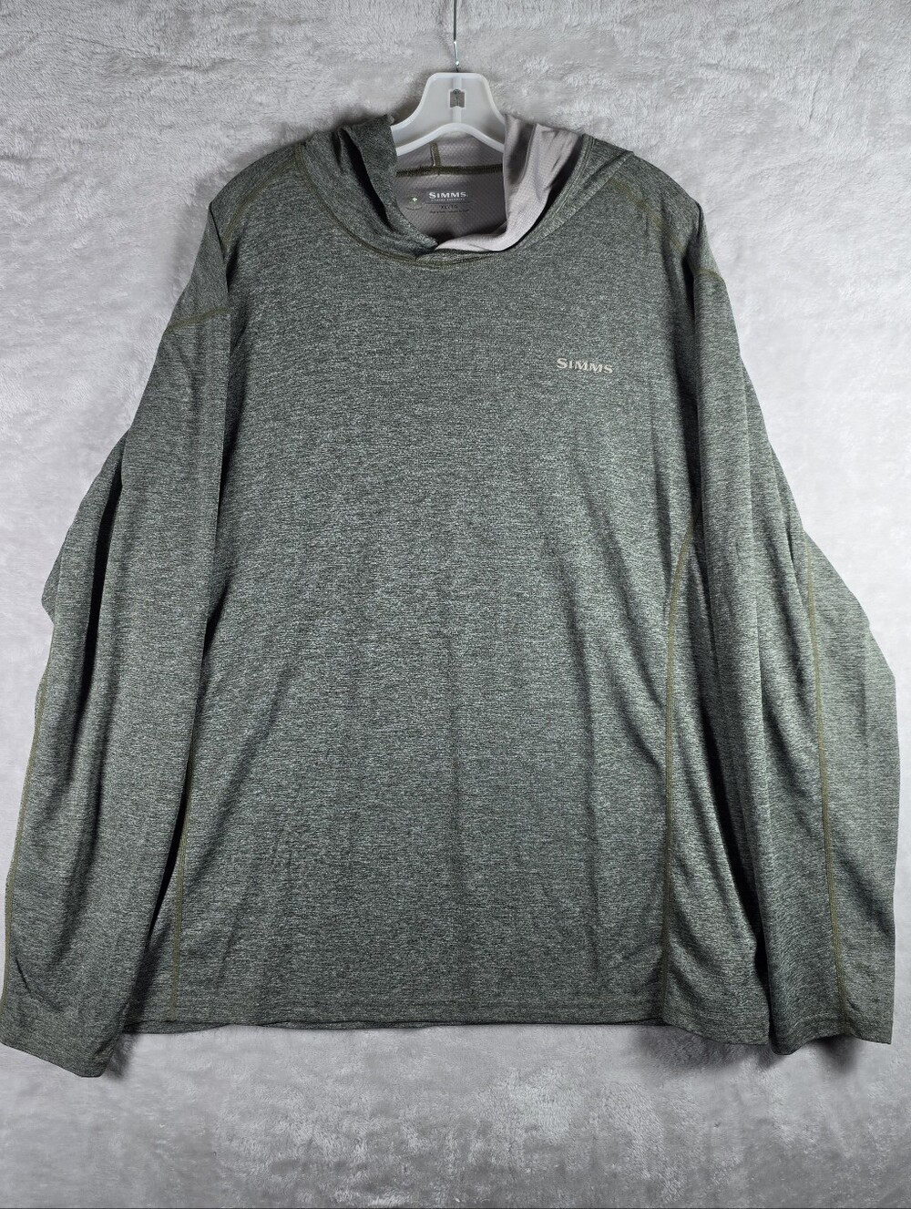 Simms Sun Pullover Hoodie Men Size Extra Large Heather Green Fishing Lightweight